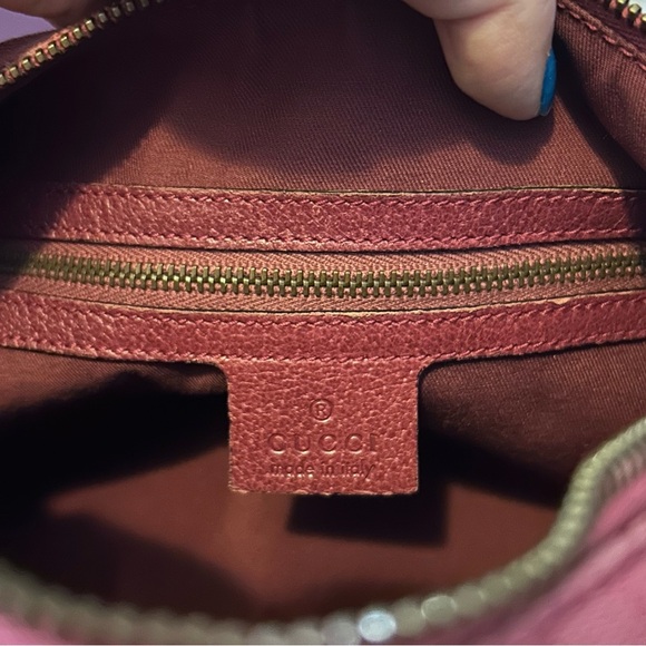 Gucci Vintage Medium Pink GG Canvas Horsebit Handle Shoulder Bag Handbag Tote - Picture 10 of 15